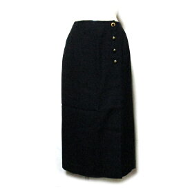 Vintage INGEBORG ヴィンテージ インゲボルグ 金ボタンマキシ丈スカート (黒 ロング) 131536 【中古】
