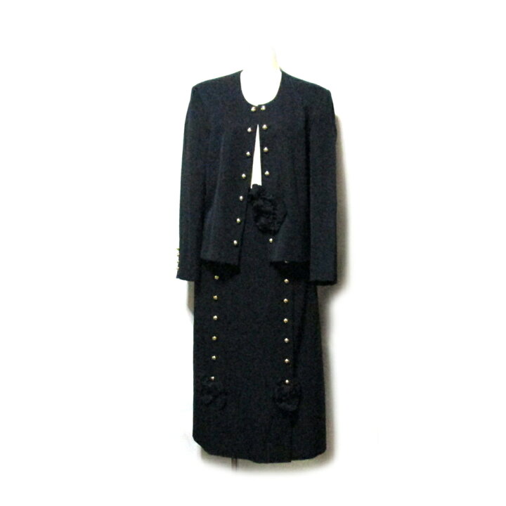 楽天市場 Vintage Ingeborg ヴィンテージ インゲボルグ 金ボタンセットアップスーツ ワンピース Pink House ピンクハウス 金子功 黒 1336 中古 Crown Store