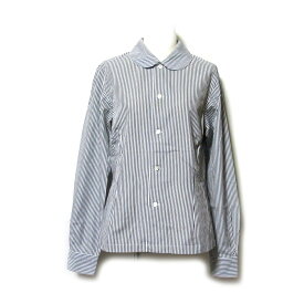 美品 COMME des GARCONS COMME des GARCONS コムデギャルソン 「S」 2010 ストライプピーターパンブラウス (丸襟) 135519 【中古】