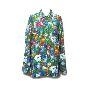 美品 Vintage KENZO ヴィンテージ ケンゾー 「M」 フラワーガーデンワイドシャツ (金子功 ビンテージ 花柄 グリーン ブラウス 花柄) 136425 【中古】