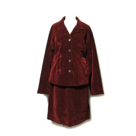 新品同様 Vintage KOHEI Vintage コーヘイ 「L」 ベルベット刺繍セットアップスーツ (2点セット ボルドー スカート ジャケット) 136435 【中古】