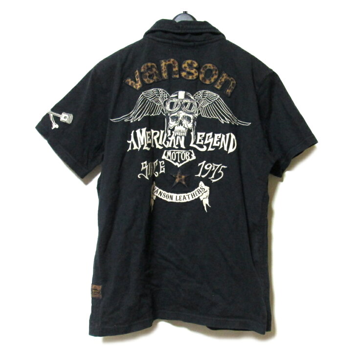 楽天市場】VANSON バンソン 「S」 クラシックワッペンポロシャツ (黒 