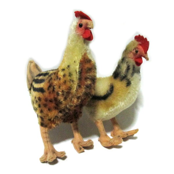 美品 Vintage Rooster Plush Toy  ヴィンテージ ニワトリ ぬいぐるみ 2体セット 昭和レトロ ブランドタグなし 当時物 人形 (Set of 2 No Brand Retro Japan) 140407 【中古】