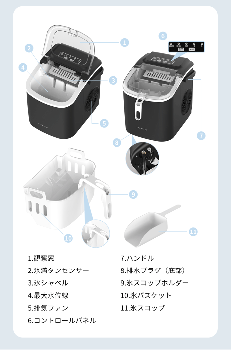 楽天市場】夏の始まり！CROWNFUL 製氷機 家庭用 大容量 ハンドル付き