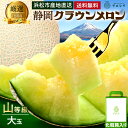 【お届け日時指定OK】【送料無料】静岡クラウンメロン 山等級 1.4kg前後 1玉 ガラス温室栽培 静岡県産