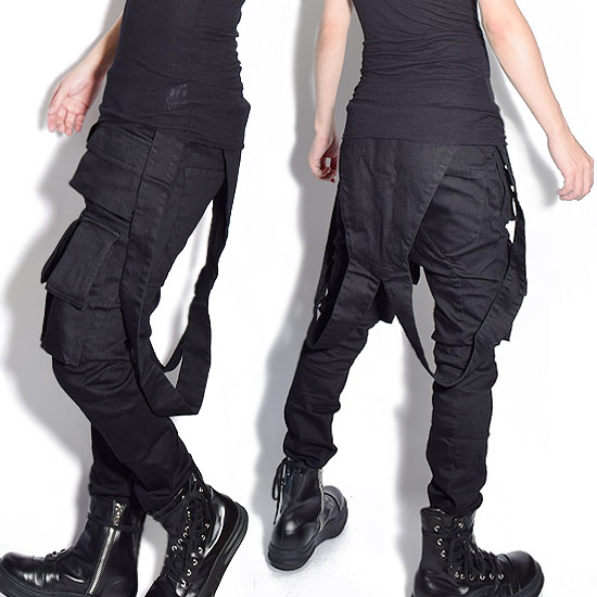 福袋 黒 ブラック メンズファッション スリムパンツ 細身 サロペット