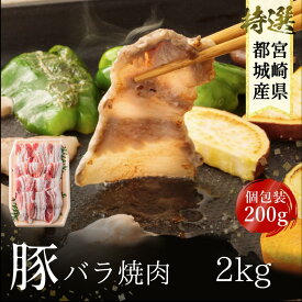 【お中元】 宮崎県産 焼肉 豚肉 バラ バラ焼肉 スライス 豚肉 バラ 冷凍 2kg 小分け 200g×5パック 豚 真空パック 冷凍保存 送料無料 大容量 お得 御中元 熨斗対応