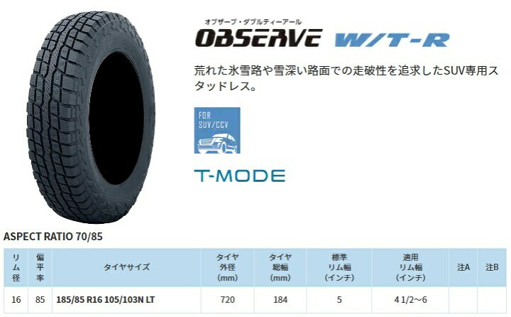 楽天市場】ジムニー 185/85R16 トーヨー オブザーブ W/T-R 2023年製 