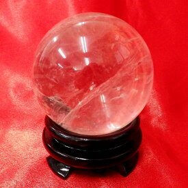 【ブラジル産水晶球】完全天然本水晶玉（自然なクラック入り）重さ527g 直径約72mm ◆写真現品販売　木製台座付き