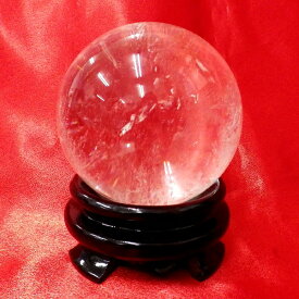 【ブラジル産水晶球】完全天然本水晶玉（自然なクラック入り）重さ467g 直径約69mm ◆写真現品販売　木製台座付き