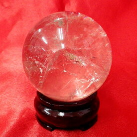【ブラジル産水晶球】完全天然本水晶玉（自然なクラック入り）重さ388g 直径約65mm ◆写真現品販売　木製台座付き