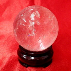【ブラジル産水晶球】完全天然本水晶玉（自然なクラック入り）重さ315g 直径約61mm ◆写真現品販売　木製台座付き