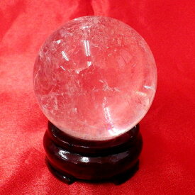 【ブラジル産水晶球】完全天然本水晶玉（自然なクラック入り）重さ307g 直径約60mm ◆写真現品販売　木製台座付き