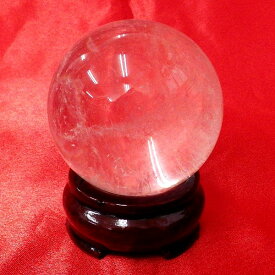 【ブラジル産水晶球】完全天然本水晶玉（自然なクラック入り）重さ299g 直径約59mm ◆写真現品販売　木製台座付き