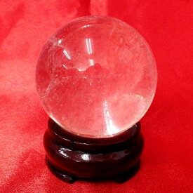 【ブラジル産水晶球】完全天然本水晶玉（自然なクラック入り）重さ284g 直径約59mm ◆写真現品販売　木製台座付き