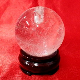 【ブラジル産水晶球】完全天然本水晶玉（自然なクラック入り）重さ278g 直径約58mm ◆写真現品販売　木製台座付き
