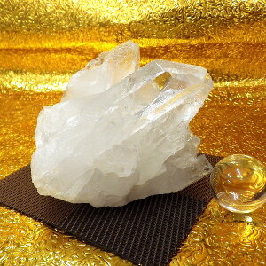 【プレミアクラス】水晶原石クラスター 中型サイズ(重さ381g 高さ約7cm 横幅約9cm 奥行約9cm ブラジル産【台座なし】完全天然石 写真現品販売)