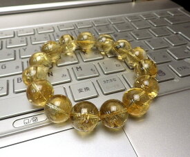 14mm玉 ALLシトリンブレスレット【金運】金運体質づくりの定番 ＜返品・交換可＞無料サイズ変更保証付き
