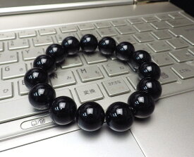 14mm玉 ALLモリオン（黒水晶）ブレスレット【強力な邪気除け・厄除け・霊障対策】のベーシックパワースト－ン ＜返品・交換可＞無料サイズ変更保証付き