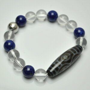 【龍眼天珠&強力波動&開運体質と邪気除け】 龍眼天珠&ギベオン隕石&透明本水晶&ラピスラズリ(ALL10mm玉タイプ)<返品・交換可>無料サイズ変更保証付き