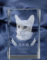 ペット クリスタル位牌　ミニブック型 高さ100mm、愛しい姿をクリスタルに留めます。加工料、デザイン料…