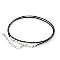 ko 極細レザー チョーカー 黒色 革紐 幅2mm[40cm45cm50cm55cm60cm]メンズ アジャスター付き ネックレス …