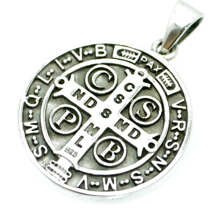 楽天市場 楽天が発送 シルバー925 聖ベネディクトのメダイ ペンダントトップ メンズ Ue ネックレス クロス ベネディクトゥス 魔除け 悪魔祓い お守り キリスト教 クリスチャン カトリック シルバーアクセサリー Logi メンズアクセのシルバーワン