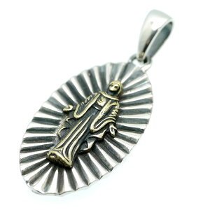 シルバー925 不思議のメダイ 金 聖母マリア スパーク ペンダントトップ メンズ a4 (ゴールド アンティーク 奇跡のメダイ ネックレス クリスチャン キリスト教 カトリック シルバーアクセサリ