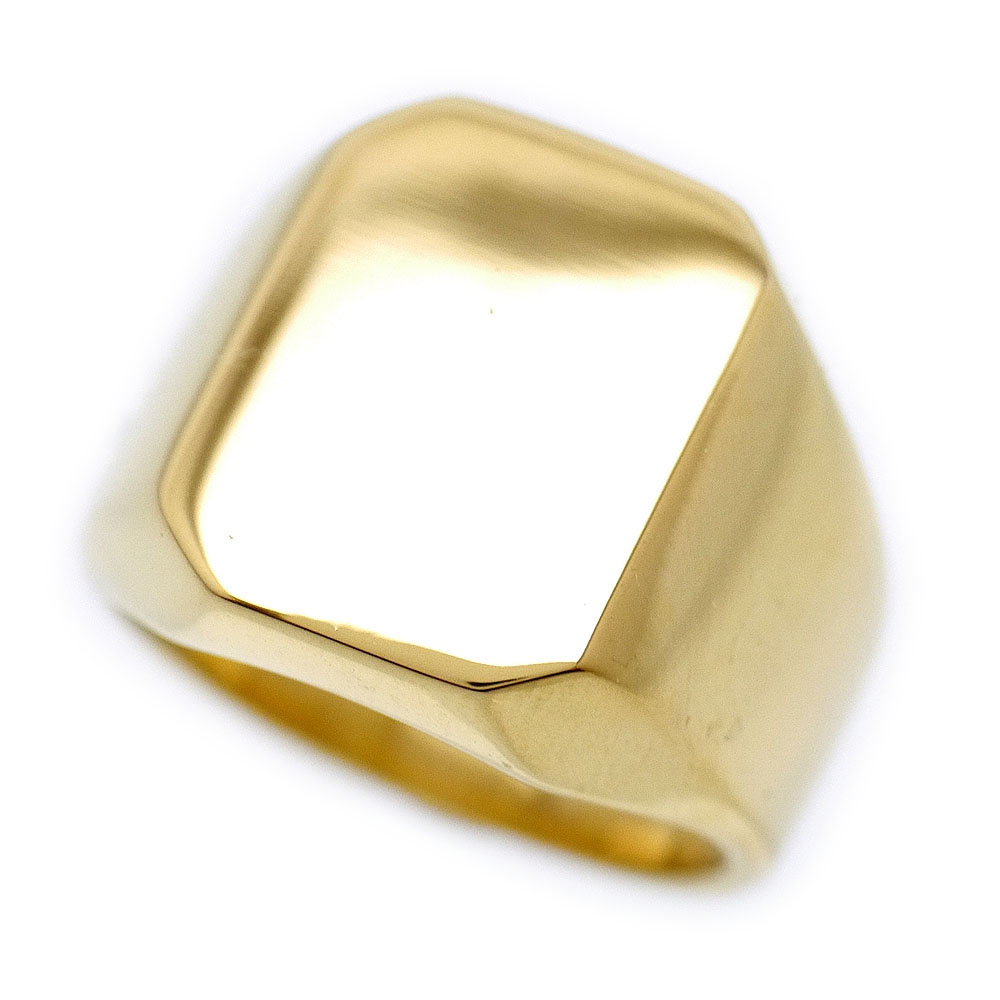 ステンレス 印台リング メンズ c1 金 [13号 19号 25号 31号] (ゴールド シンプル 加工前 指輪 プレーン 四角 正方形 スクウェア)