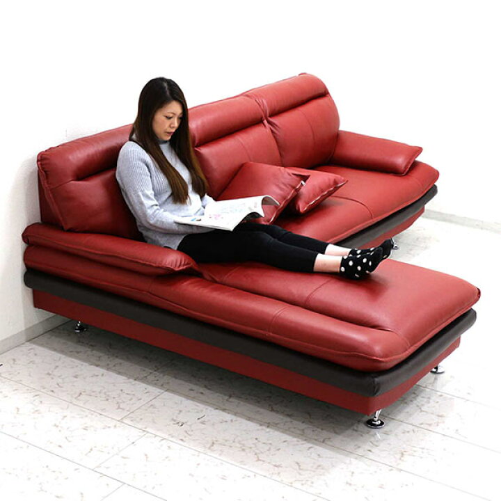 楽天市場】カウチソファ レザー 3人掛け 本革 牛革張り 合成皮革  