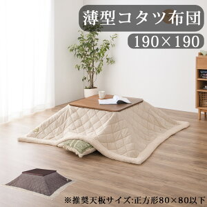 こたつ コタツ 布団 正方形 190×190cm 省スペース ロータイプ用 80×80用 ツイード調 無地 ボア加工 暖かい 軽量 コンパクト収納 シンプル おしゃれ かわいい モダン 和室 洋室 ひとり暮らし 北欧