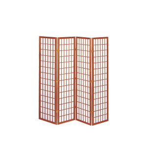 パーテーション 和風衝立4連 ブラウン 間仕切り スクリーンブラインド 和 モダン メランティー 天然木
