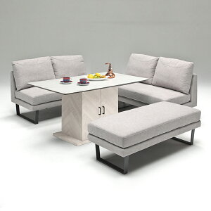 テーブル ソファ ダイニング4点セット ダイニングテーブル セラミック天板 ネイビー ベージュ 幅140 高さ72 140cm 2Pソファ ベンチ グレー ホワイト 収納BOX付 リビングテーブル 低め セラミック