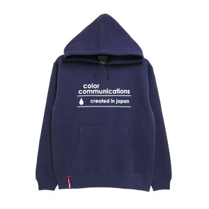 COLOR COMMUNICATIONS HOOD J[R~jP[VY p[J[ CREATED IN JAPAN LOGO NAVY XP[g{[h XP{[