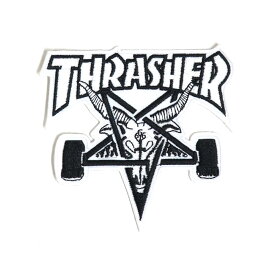 THRASHER PATCH スラッシャー ワッペン SK8GOAT WHITE/BLACK（US企画） スケートボード スケボー