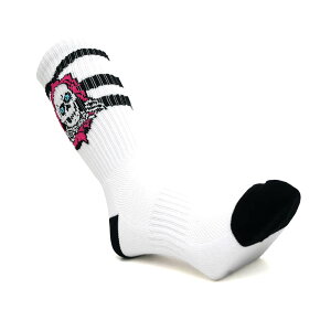 POWELL PERALTA SOCKS �p�E�G���y�����^ �\�b�N�X �C�� RIPPER RIP STRIPES WHITE/BLACK/PINK �X�P�[�g�{�[�h �X�P�{�[