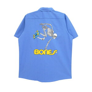 POWELL PERALTA SHORT SLEEVE SHIRTS �p�E�G���y�����^ �����V���c SKATEBOARD SKELETON WORK BLUE �X�P�[�g�{�[�h �X�P�{�[