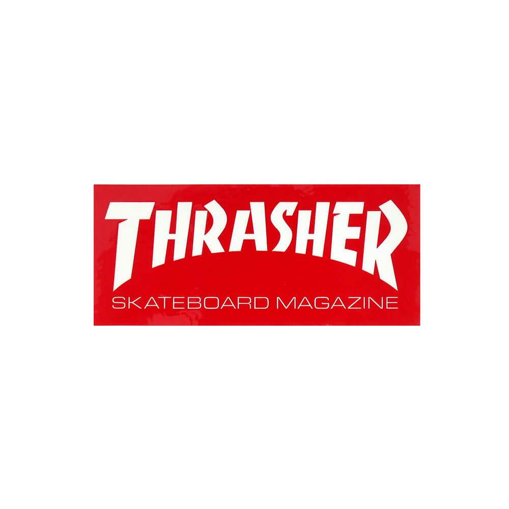 THRASHER STICKER<br> スラッシャー<br> ステッカー<br> BOX MAG LOGO 220（US企画）<br> RED WHITE<br><br> スケートボード スケボー