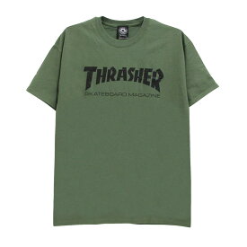 THRASHER T-SHIRT スラッシャー Tシャツ SKATE MAG LOGO BLACK プリントカラー ARMY GREEN（US企画） スケートボード スケボー