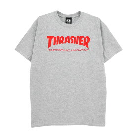 THRASHER T-SHIRT スラッシャー Tシャツ SKATE MAG LOGO RED プリントカラー GREY（US企画） スケートボード スケボー