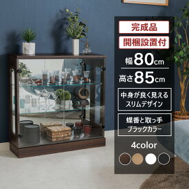 【期間限定ポイント3倍！〜11/16(日)23:59まで】 コレクションケース フィギュア棚 完成品 ダウンライト 幅80cm 高さ85cm ロータイプ ガラスケース ディスプレイ ぬい 推し ペンラ 開梱設置 アイリーン80L