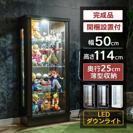 【最大1000円OFFクーポン配布中！～4/29まで】 フィギュア ケース コレクションケース ガンプラ LED ライト付き 幅50 ミドル 薄型 コレクションボード ショーケース キュリオケース 収納ケース フィギュアトミカ ガラス ウィスキー ガラス棚 [フェリックス]