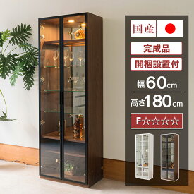 【500円OFFクーポン配布中！〜7/11(金)まで】 国産 コレクションボード LED ライト付 幅60cm 壁面収納 ハイタイプ コレクションケース ガラスケース 完成品 ショーケース 高級 キュリオケース ガラス棚 収納 ウィスキー グラス [ジゼル]