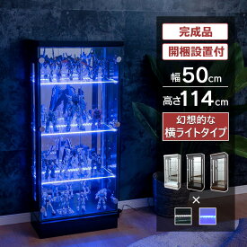 コレクションケース led 横ライト 幅50 奥行25 ミドルタイプ 薄型 コレクションボード ガラスケース キュリオケース 収納ケース ガラス 棚 ガラス棚 収納 キャビネット ガンプラ フィギュア オフィス [スペクトル]