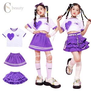 キッズ ダンス衣装 セットアップ 女の子 パープル 白 ヒップホップ 単品 レッグウォーマー ショーツ 応援団 ヒップホップ hiphop ジャズ 韓国 キッズ ダンスウェア 派手 かっこいい k-pop 演出服