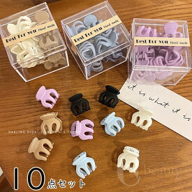 キッズ ヘアクリップ ミニバンスクリップ 10個セット ヘアアクセサリー おしゃれ かわいい 女児 女の子 無地 小さめ プチ マットキャンデ 髪どめ おだんご まとめ髪留め 多めのハーフアップ シンプル お洒落 マルチカラー カラフル 送料無料