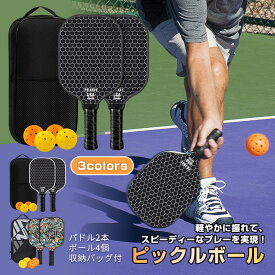 ピックルボール パドル 軽量 上級者 中級者 初心者 入門 セット ピックルボール ラケット バッグ グラスファイバー ピックルボールラケット ラケット バッグ USAPA承認 パドルセット スポーツ 練習器具 家族 カップル ラケット×2個 ボール×4個 収納バッグ×1個