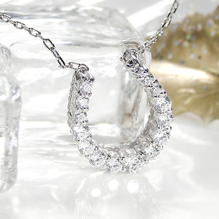 楽天市場】K18WG 0.5ct ダイヤモンド ネックレス【馬蹄】【送料無料 