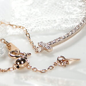 K18PG【0.3ct】リバーシブルダイヤモンドスマイルラインネックレス