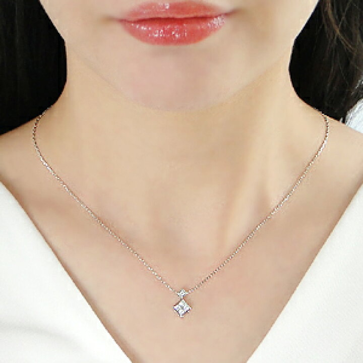 楽天市場】Pt900【0.2ct】ダイヤモンド スクエア ネックレス 